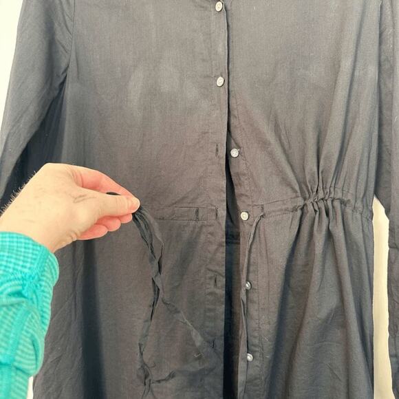 J.Crew Womens Black Long Sleeve Drawstring Mini Shirt Dress Size M BR599 NWOT - Picture 9 of 14